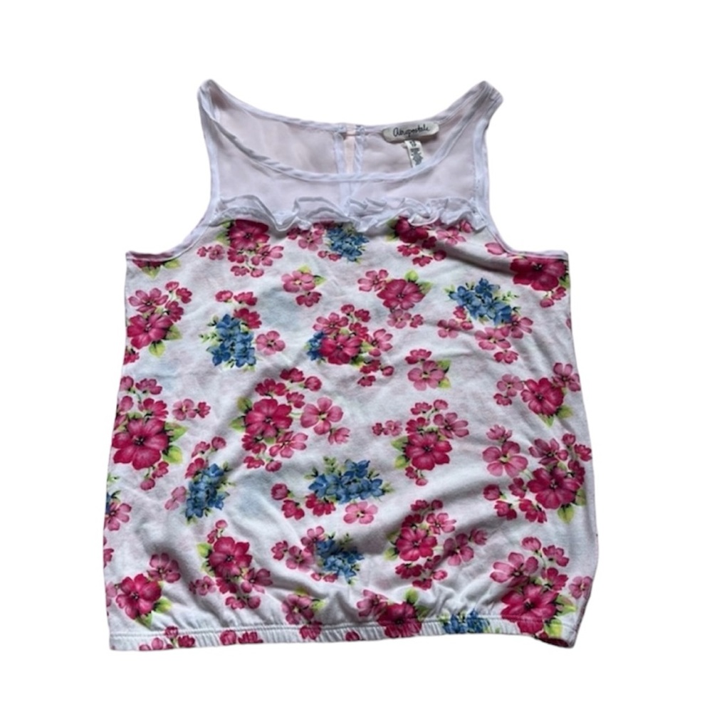 Vintage Aeropostale Sheer Floral Ruffle Tank Top